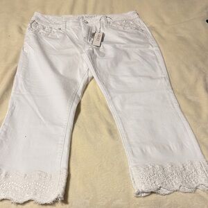 Grace White Lace Detail Pants